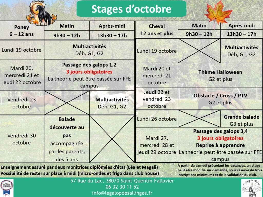 Stage d&rsquo;octobre 2026